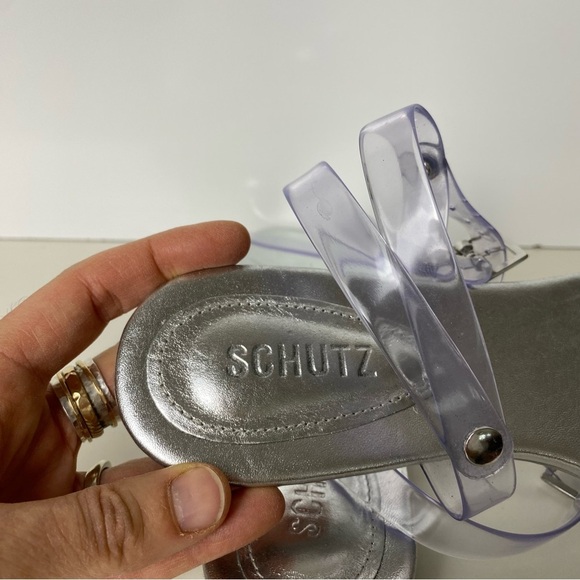 Transparent Silver Sandals Size 8B Schutz - Picture 5 of 6